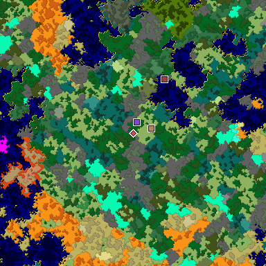 Predicted biome map of Java 1.16 seed 4780112644708223961 around estimated spawn