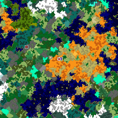 Predicted biome map of Java 1.16 seed -1227832390401783005 around estimated spawn