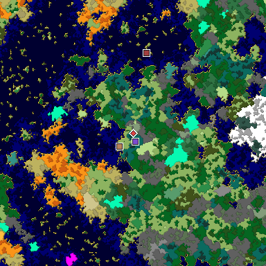 Predicted biome map of Java 1.16 seed 1152763511859331820 around estimated spawn