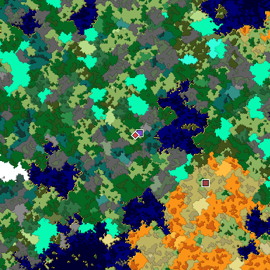 Predicted biome map of Java 1.16 seed -2859609274156999441 around estimated spawn
