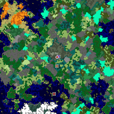 Predicted biome map of Java 1.16 seed 2098505221522982017 around estimated spawn