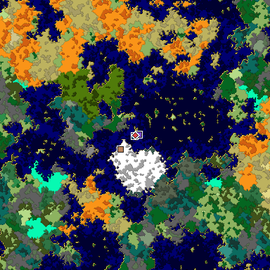 Predicted biome map of Java 1.16 seed -7512739099738819001 around estimated spawn