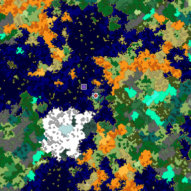 Predicted biome map of Java 1.16 seed -1001908473134596655 around estimated spawn