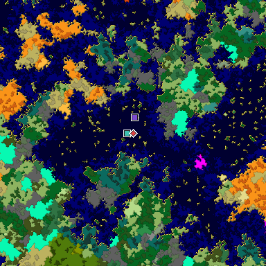 Predicted biome map of Java 1.16 seed -900264811590935358 around estimated spawn