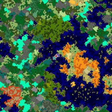 Predicted biome map of Java 1.16 seed -648524675584191708 around estimated spawn