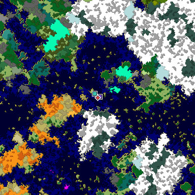 Predicted biome map of Java 1.16 seed -8640361913719311644 around estimated spawn