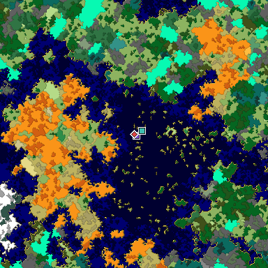 Predicted biome map of Java 1.16 seed -6937714849585794438 around estimated spawn