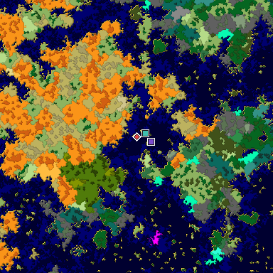 Predicted biome map of Java 1.16 seed -7626452446325731994 around estimated spawn