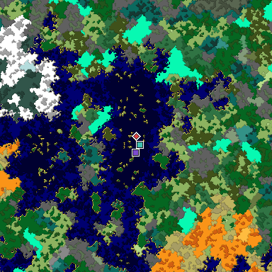 Predicted biome map of Java 1.16 seed -8063130028238953184 around estimated spawn