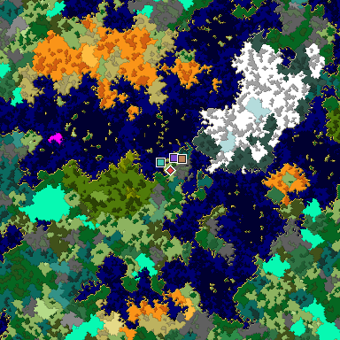 Predicted biome map of Java 1.16 seed -7986424016882079848 around estimated spawn