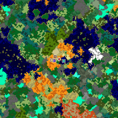 Predicted biome map of Java 1.16 seed 4178754385202973156 around estimated spawn