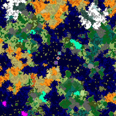 Predicted biome map of Java 1.16 seed 3946085090831183160 around estimated spawn