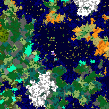 Predicted biome map of Java 1.16 seed 4839416648616250556 around estimated spawn