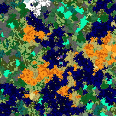 Predicted biome map of Java 1.16 seed 592657828504736127 around estimated spawn