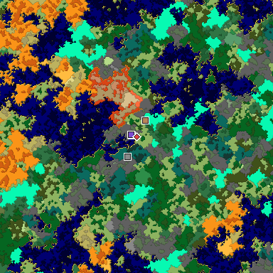 Predicted biome map of Java 1.16 seed 1115878175836279788 around estimated spawn