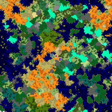 Predicted biome map of Java 1.16 seed -4808836905438703906 around estimated spawn