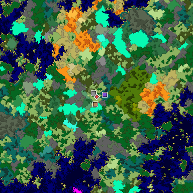 Predicted biome map of Java 1.16 seed 4226112854626358090 around estimated spawn