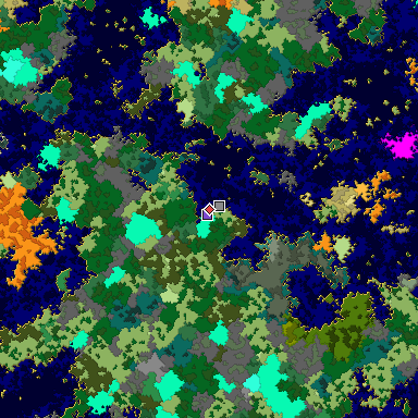 Predicted biome map of Java 1.16 seed 1382090577095059780 around estimated spawn