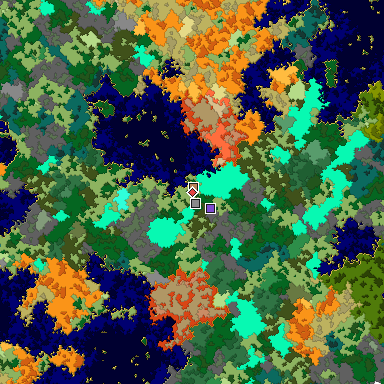 Predicted biome map of Java 1.16 seed -1170534536982998093 around estimated spawn