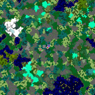 Predicted biome map of Java 1.16 seed -2045506687924417437 around estimated spawn