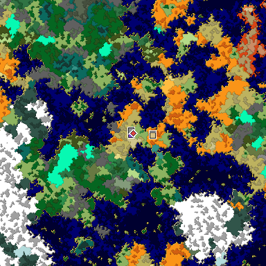 Predicted biome map of Java 1.16 seed 2278943022029125620 around estimated spawn