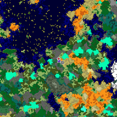 Predicted biome map of Java 1.16 seed 339878163974436498 around estimated spawn
