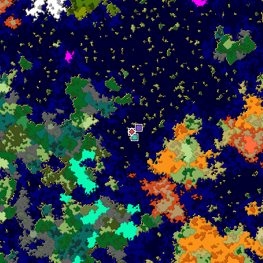 Predicted biome map of Java 1.16 seed 4501247553831026910 around estimated spawn