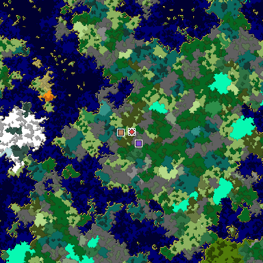 Predicted biome map of Java 1.16 seed 4800530470214938758 around estimated spawn