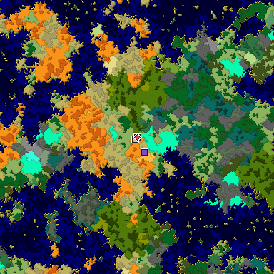 Predicted biome map of Java 1.16 seed -5978623129993171036 around estimated spawn