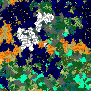Predicted biome map of Java 1.16 seed 7102444982777097020 around estimated spawn