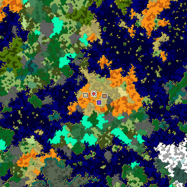 Predicted biome map of Java 1.16 seed 2137344441254086972 around estimated spawn