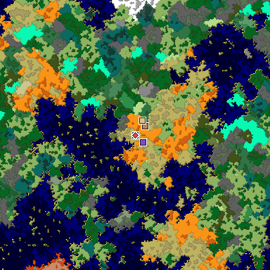 Predicted biome map of Java 1.16 seed -8126570470187023718 around estimated spawn