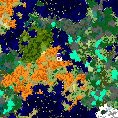 Predicted biome map of Java 1.16 seed -5944375674247756933 around estimated spawn