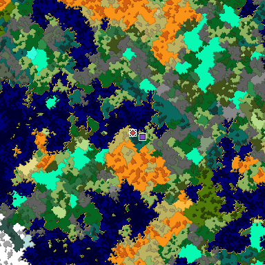 Predicted biome map of Java 1.16 seed 480797770566645682 around estimated spawn