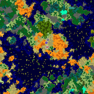Predicted biome map of Java 1.16 seed -8189922793790059369 around estimated spawn