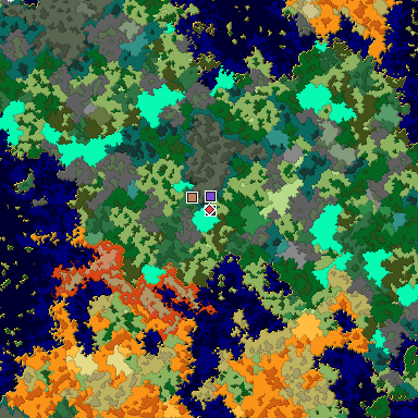 Predicted biome map of Java 1.16 seed -522626466466934870 around estimated spawn