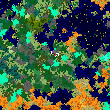 Predicted biome map of Java 1.16 seed -1551704710870061988 around estimated spawn