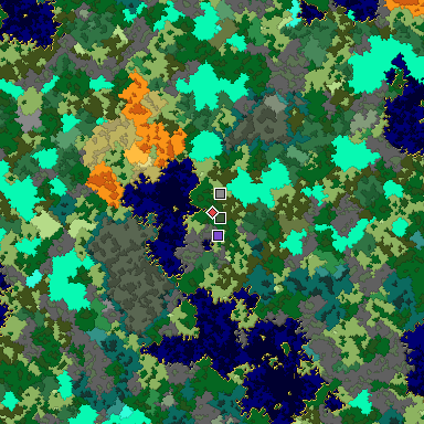 Predicted biome map of Java 1.16 seed -6471717442652901730 around estimated spawn