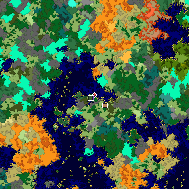 Predicted biome map of Java 1.16 seed 836331176717822760 around estimated spawn