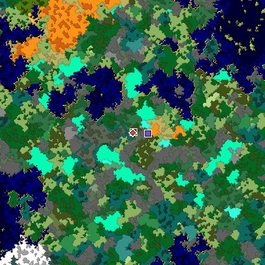 Predicted biome map of Java 1.16 seed -964905400374724279 around estimated spawn