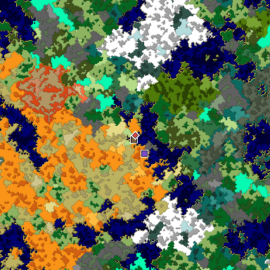 Predicted biome map of Java 1.16 seed -8528353914916506715 around estimated spawn
