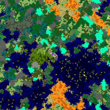 Predicted biome map of Java 1.16 seed 2165438626688473150 around estimated spawn