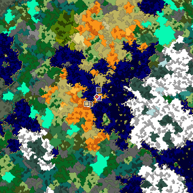Predicted biome map of Java 1.16 seed -9058507825968443954 around estimated spawn