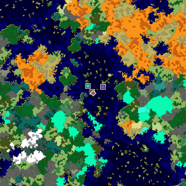 Predicted biome map of Java 1.16 seed -219625261722626691 around estimated spawn