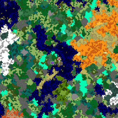 Predicted biome map of Java 1.16 seed -8169655994787730486 around estimated spawn