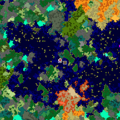 Predicted biome map of Java 1.16 seed -1534115148025687355 around estimated spawn