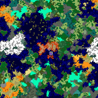 Predicted biome map of Java 1.16 seed 1610289499145003948 around estimated spawn