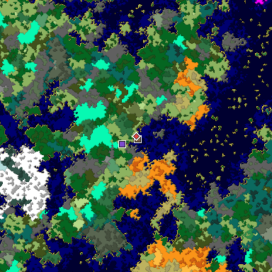 Predicted biome map of Java 1.16 seed -8431616317003961043 around estimated spawn