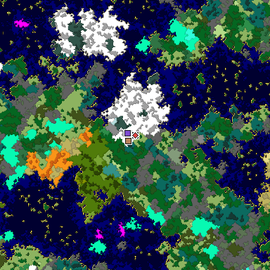 Predicted biome map of Java 1.16 seed -1147520588741812903 around estimated spawn