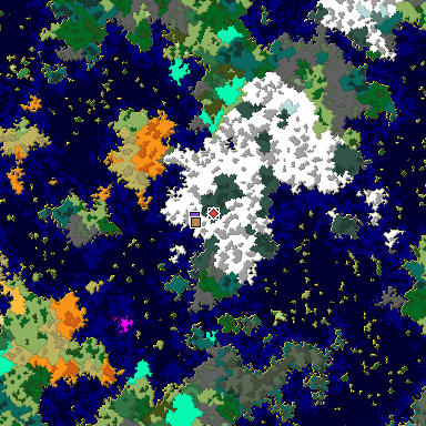 Predicted biome map of Java 1.16 seed 1702433562000074679 around estimated spawn